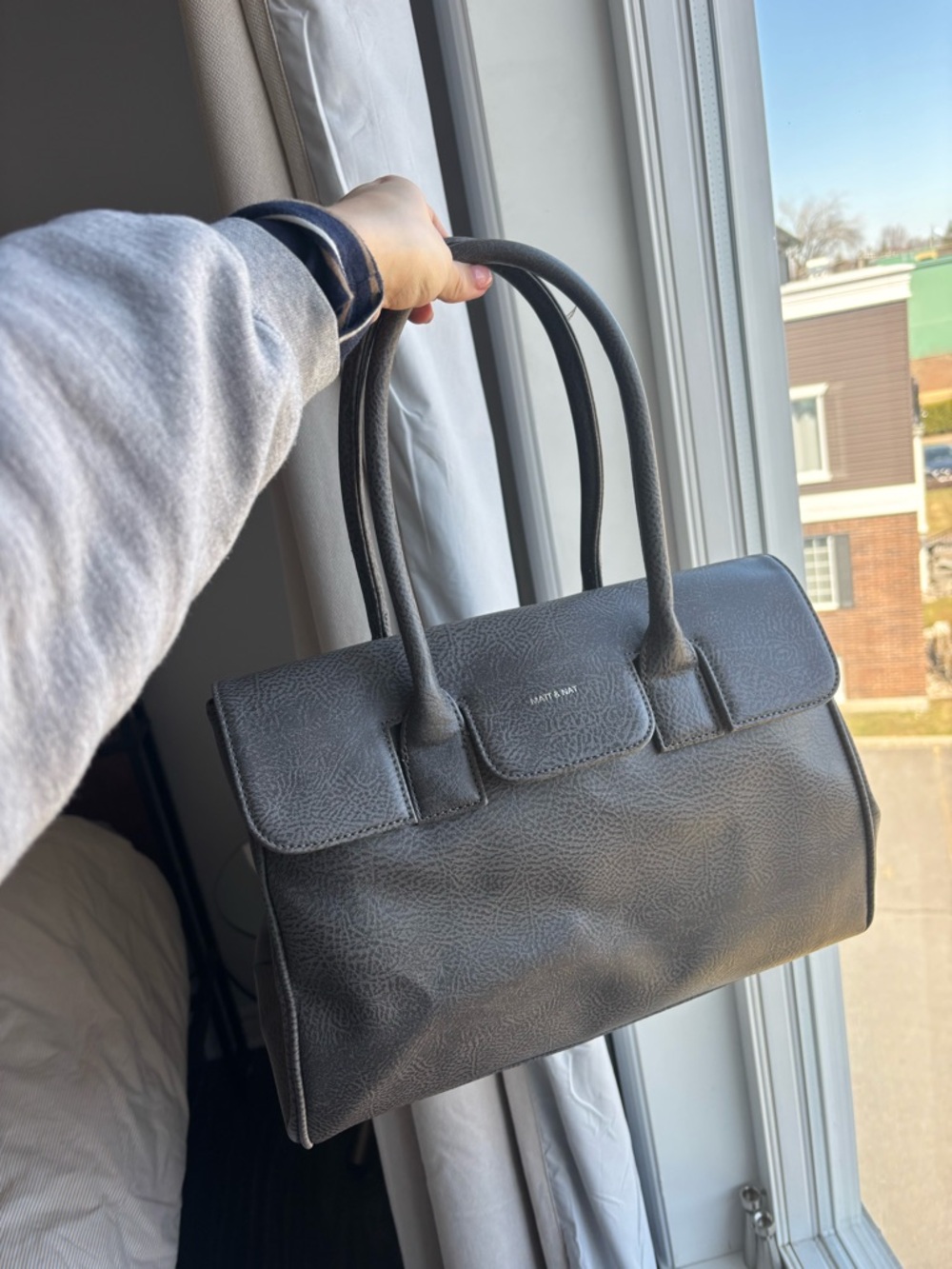 Matt & Nat Black Structured Top-Handle Satchel